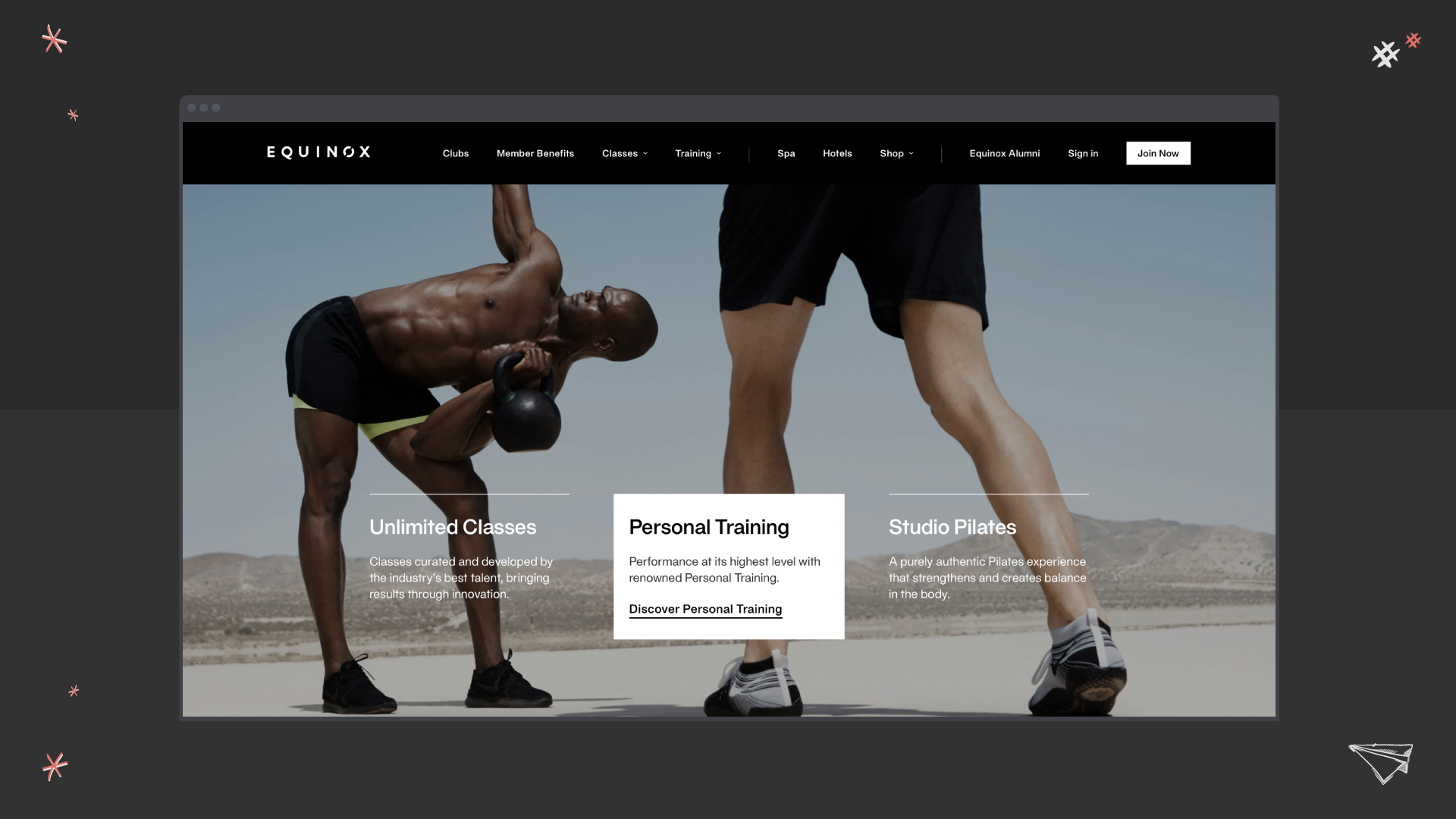 Equinox fitness web design