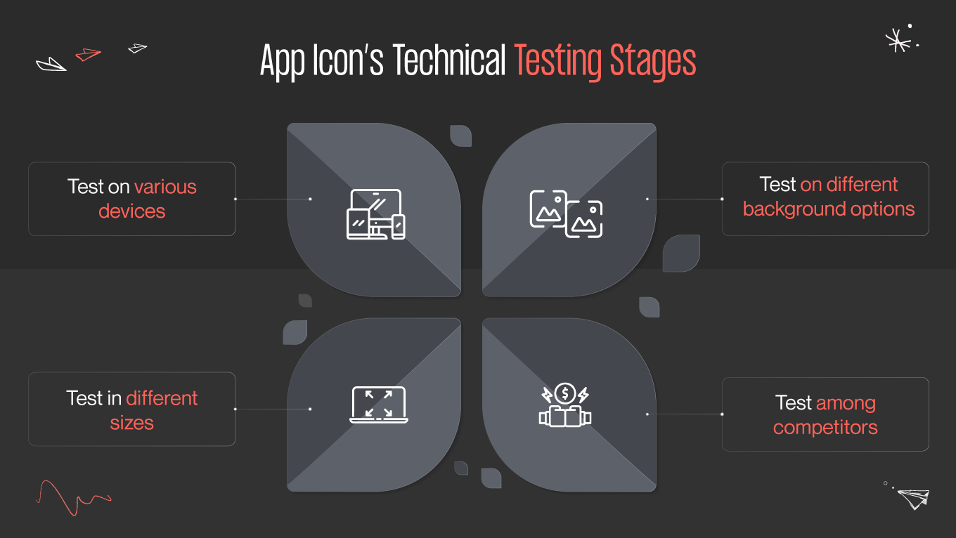 technical testing stages of app icon