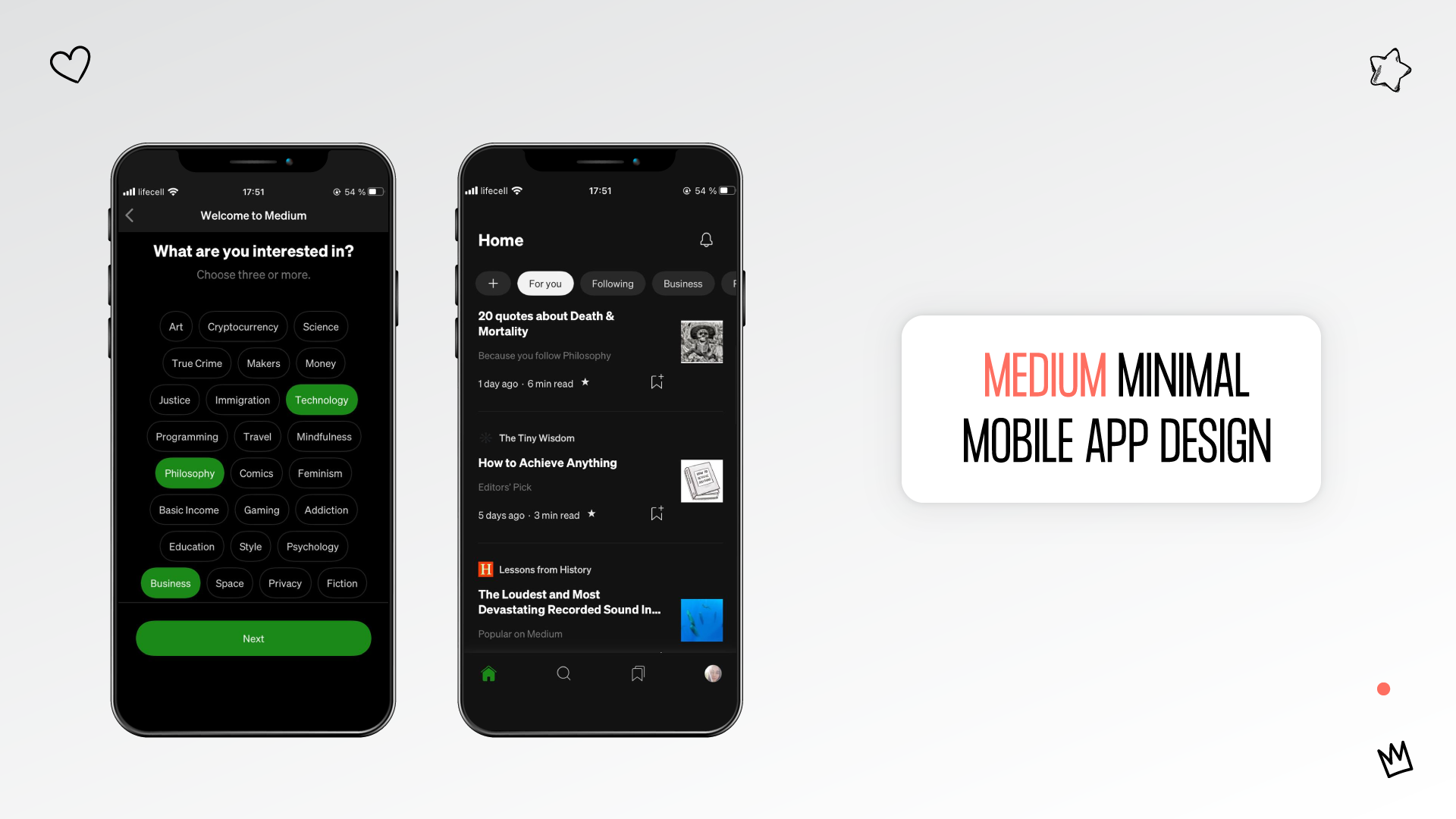 Example of minimal app UI design