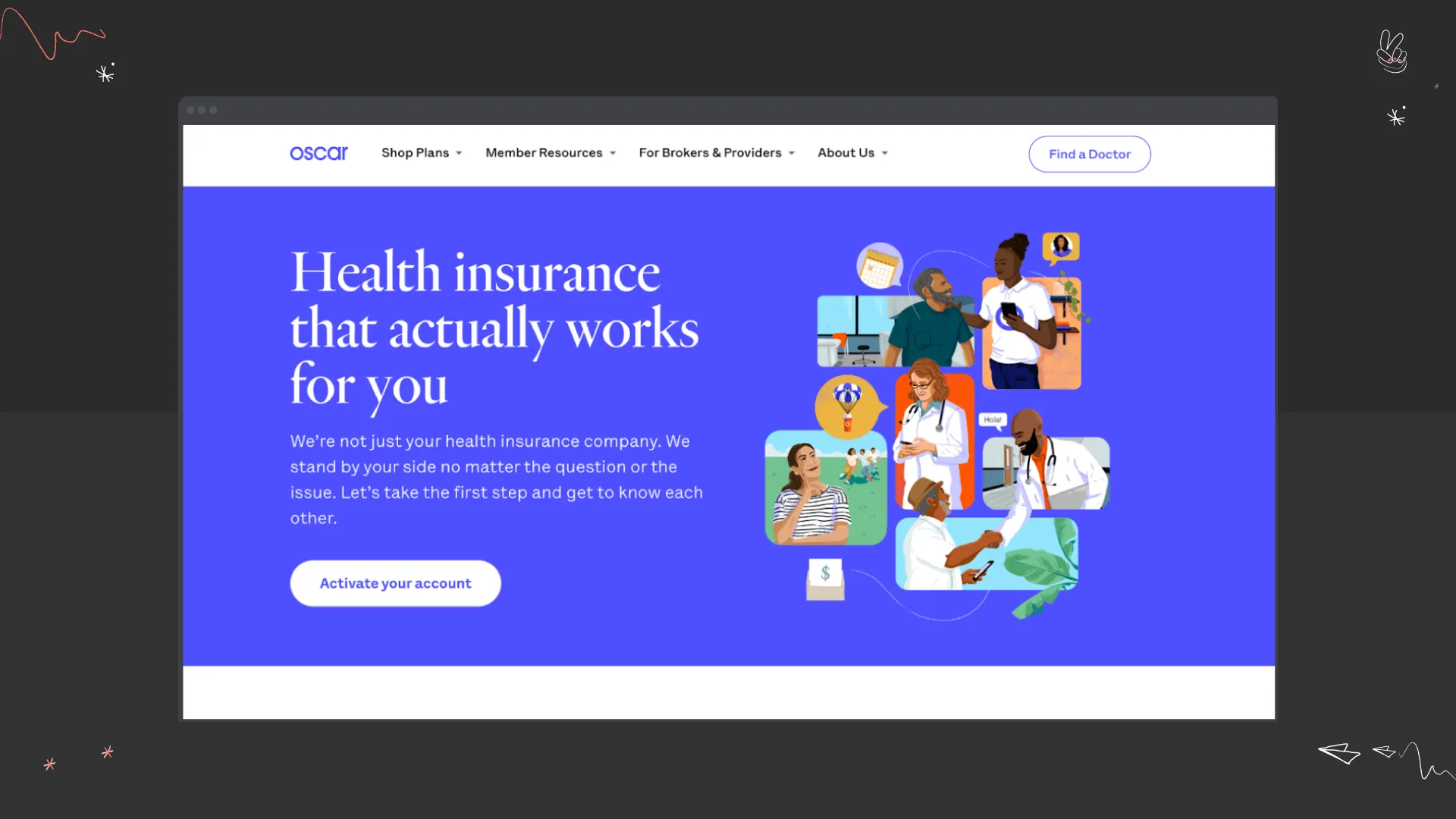 oscar insurance website design example