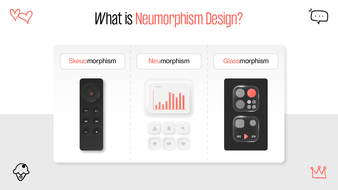 Skeuomorphism vs neumorphism vs glassmorphism