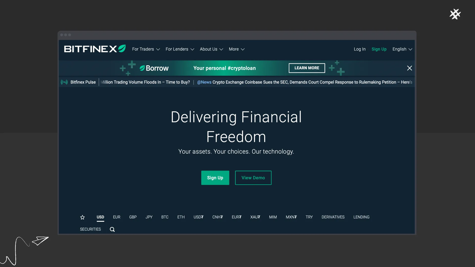 bitfinex website design example