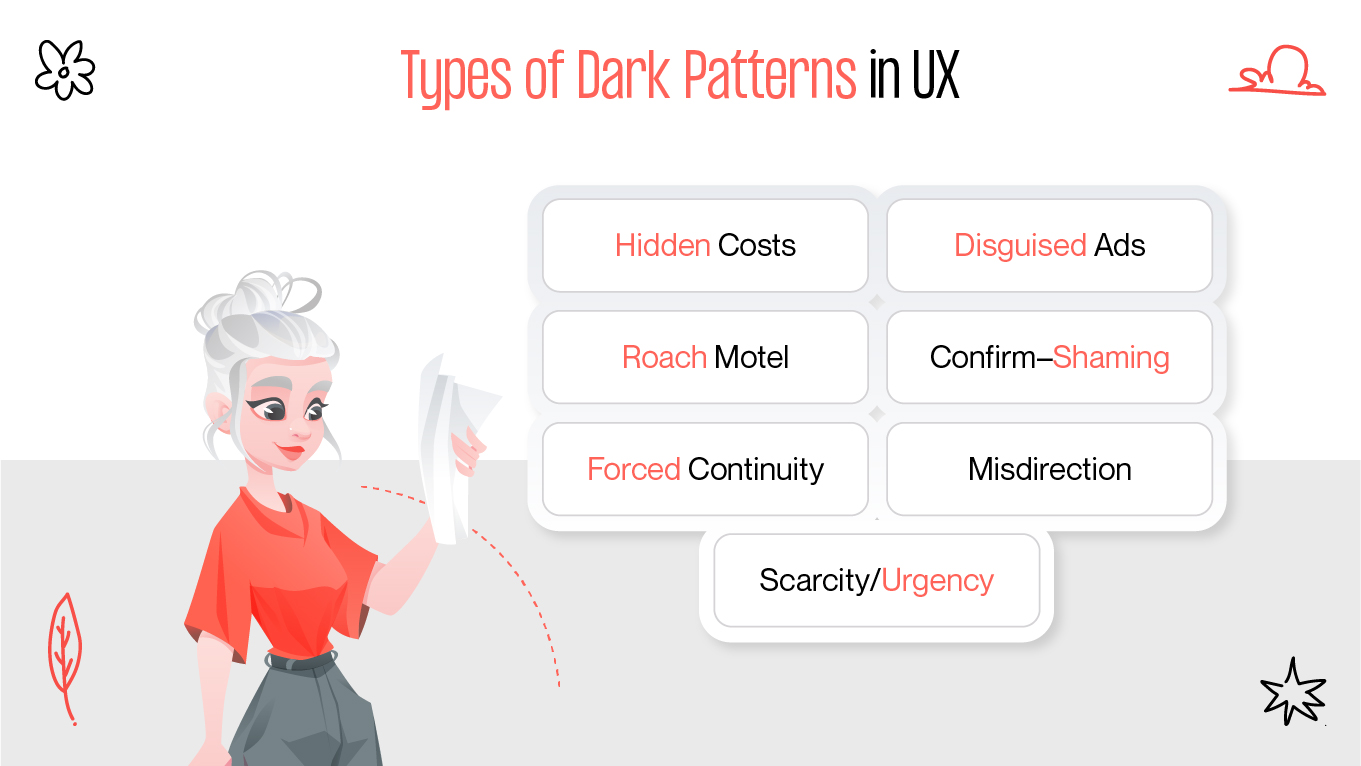 common dark patterns ux types