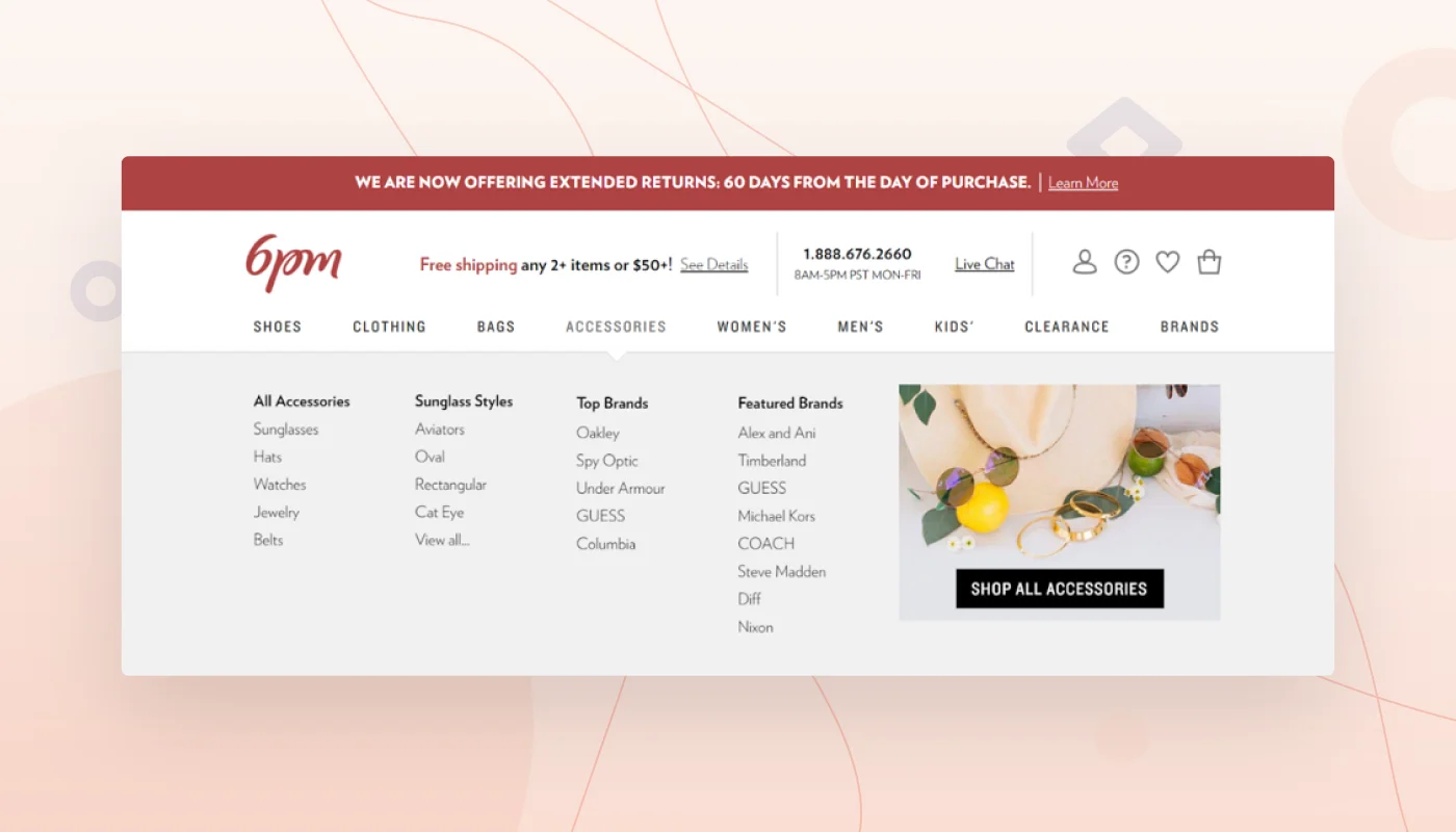 ecommerce website design filters example