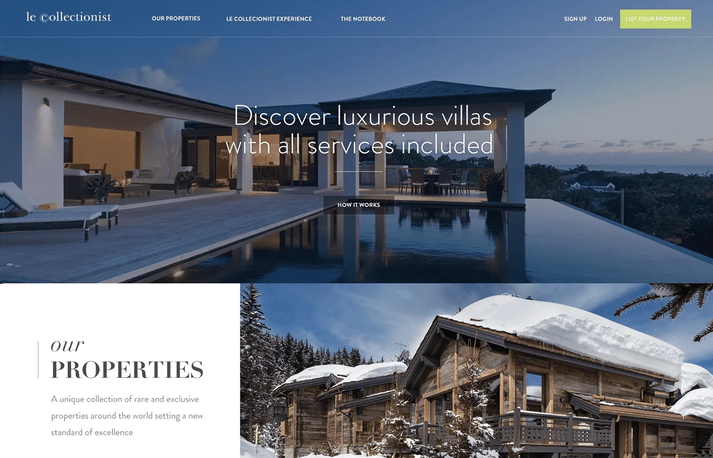 real estate website design example: Le collectionist