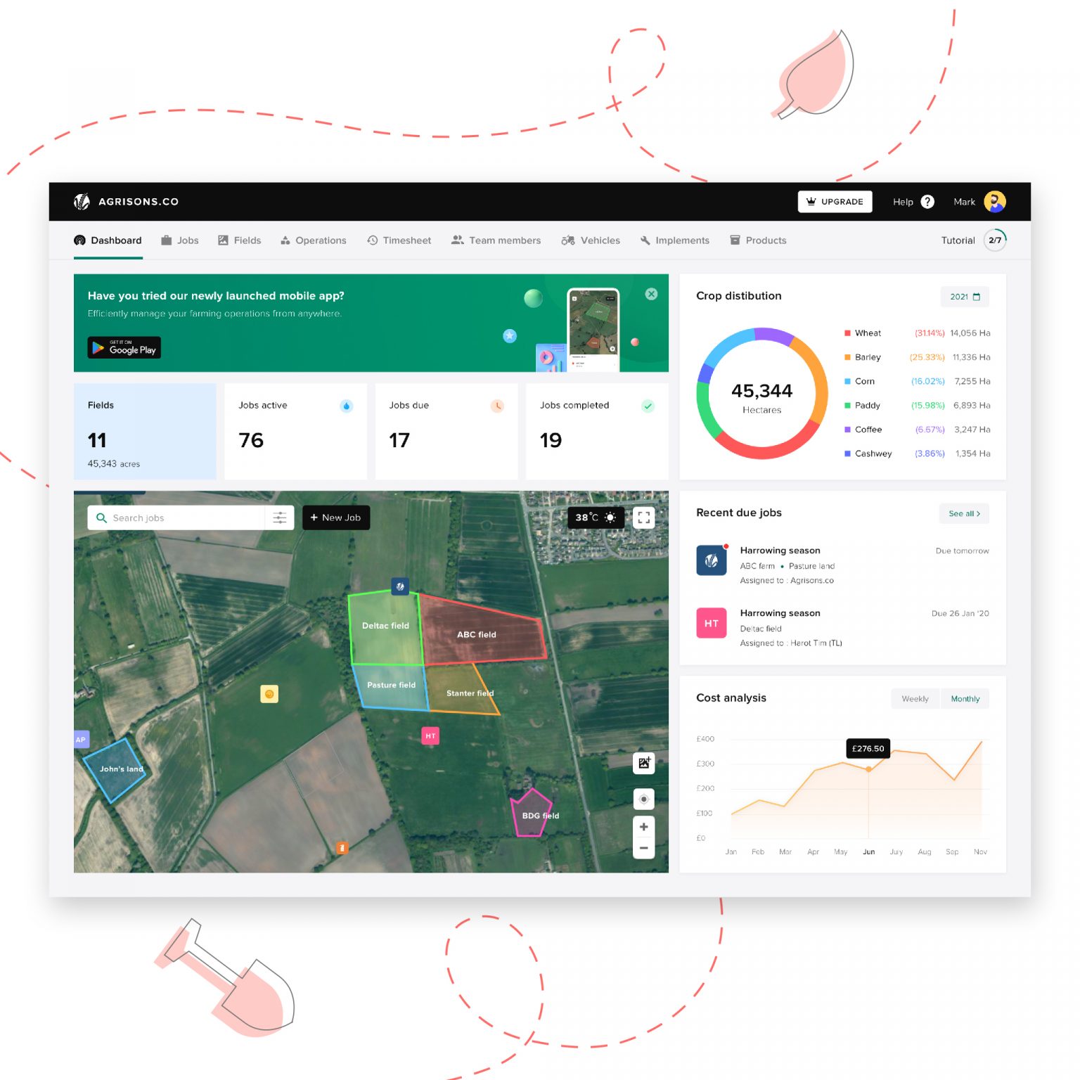 GPS navigation agriculture app design