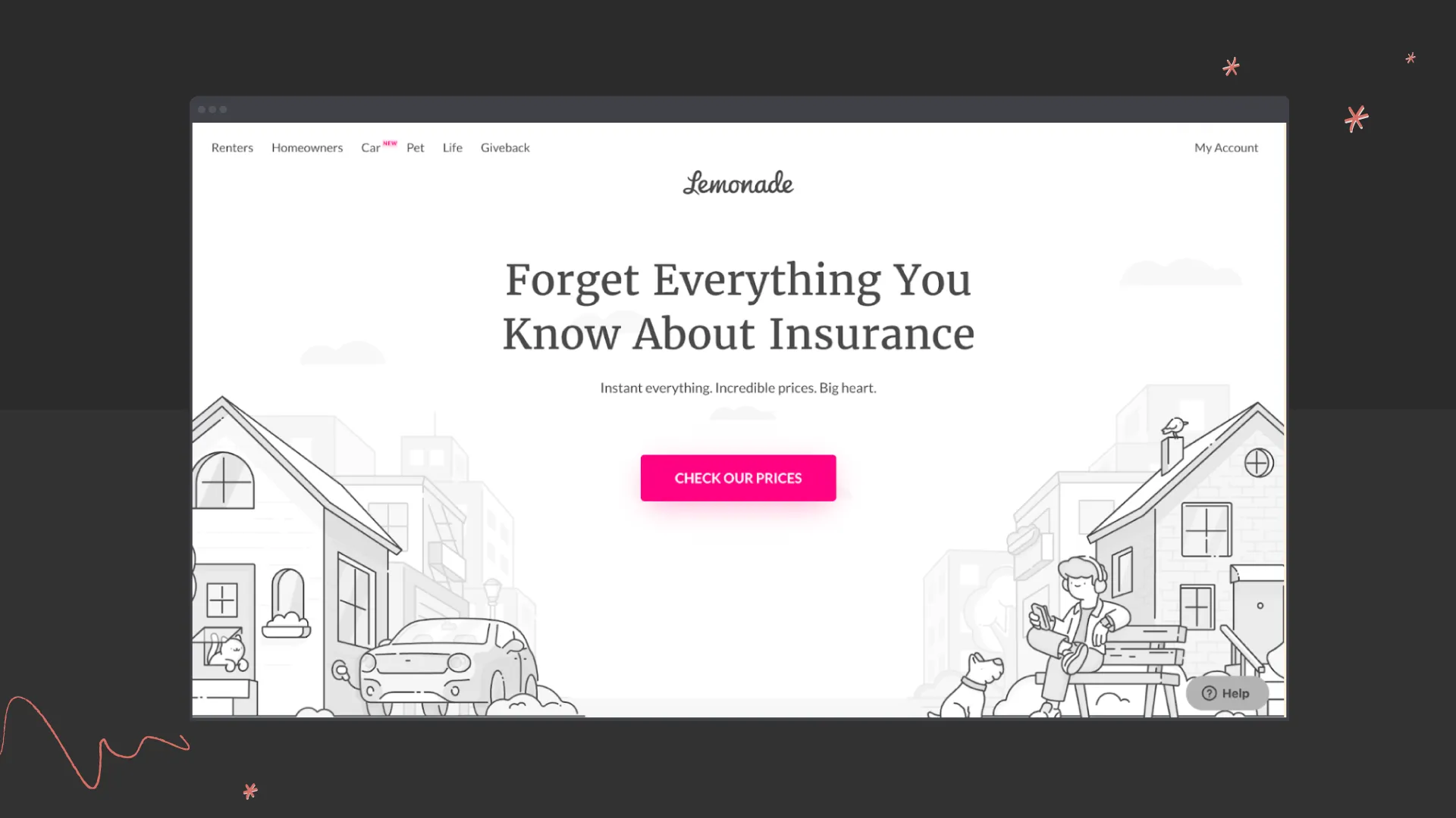 lemonade insurance website design example