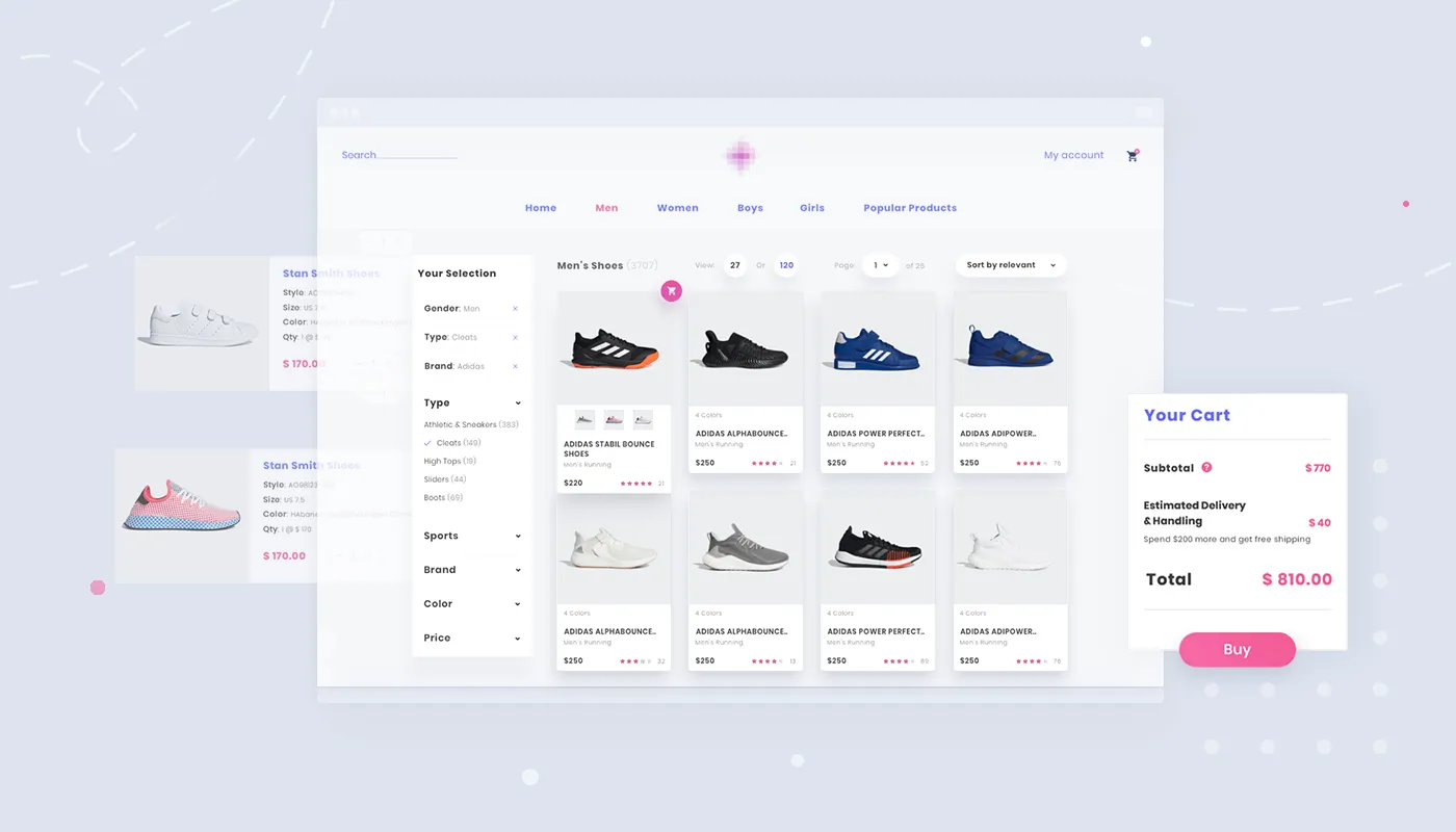 online stores example of website design types