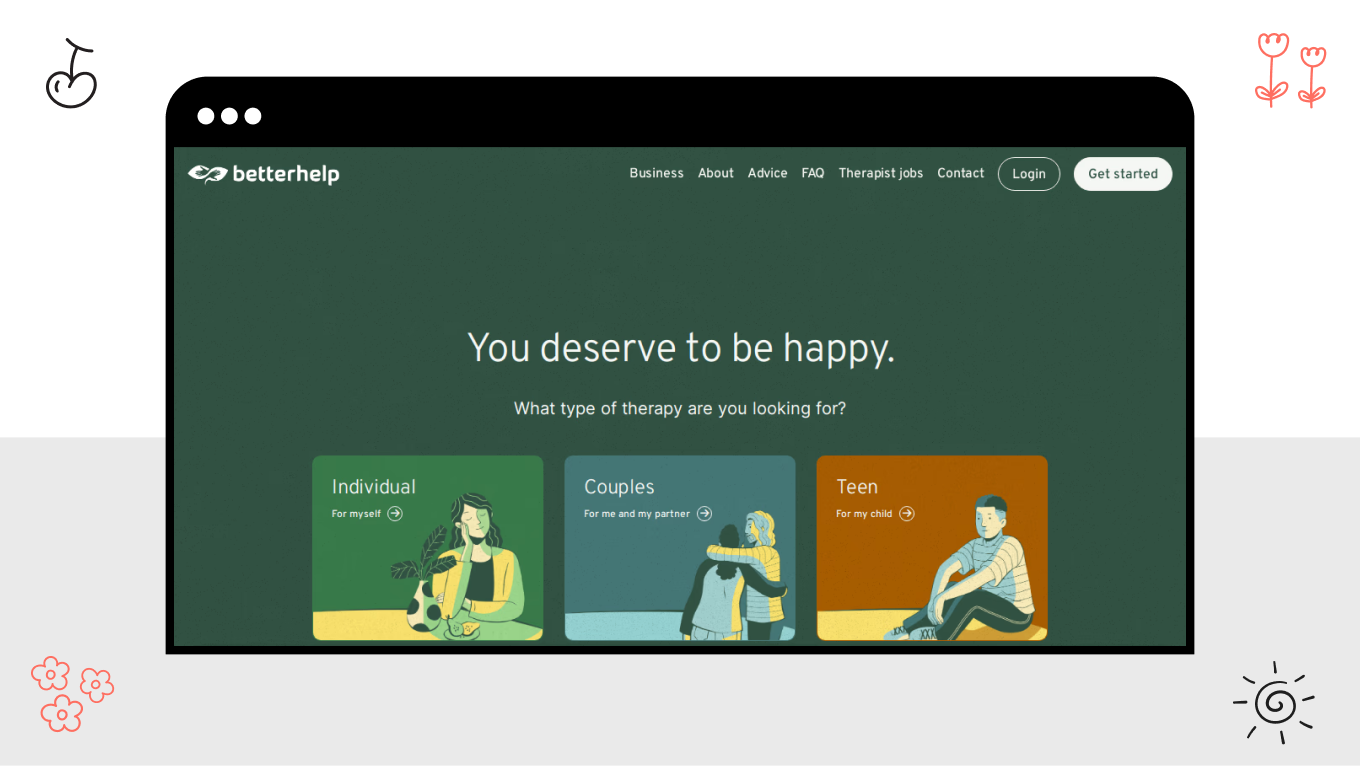 betterhelp mental health website example